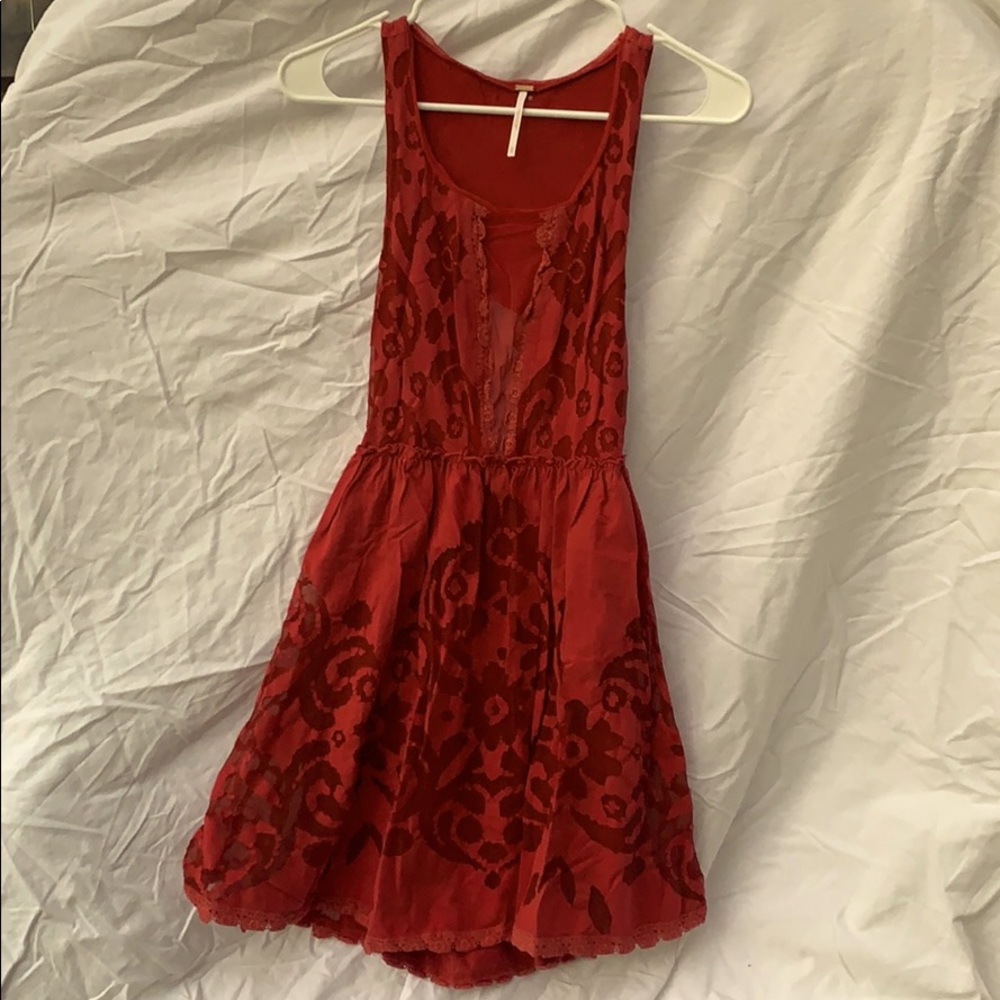Free people rose red mini dress